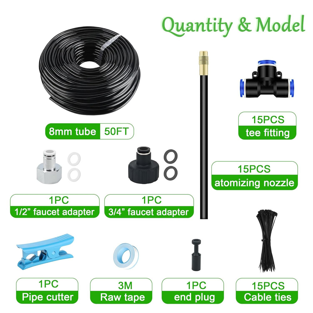 360° Curved Garden Automatic Irrigation System—50FT Drip Irrigation System for G