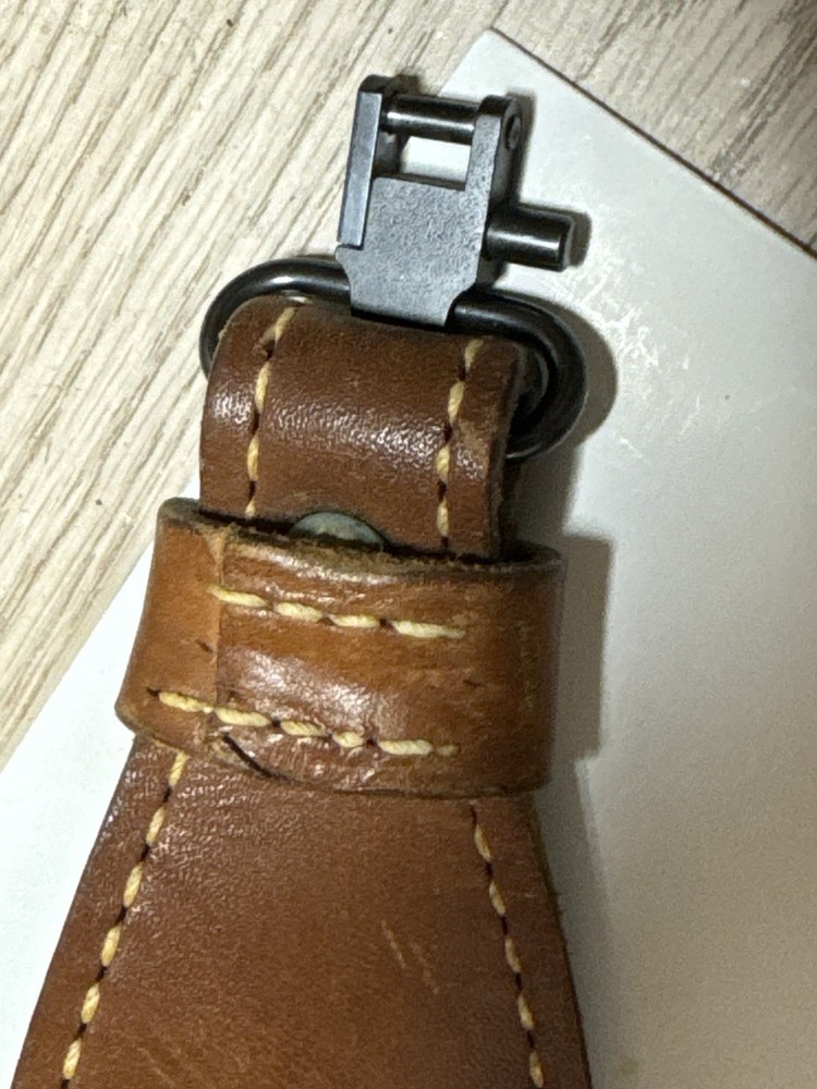 Genuine leather adjustable rifle sling, brown