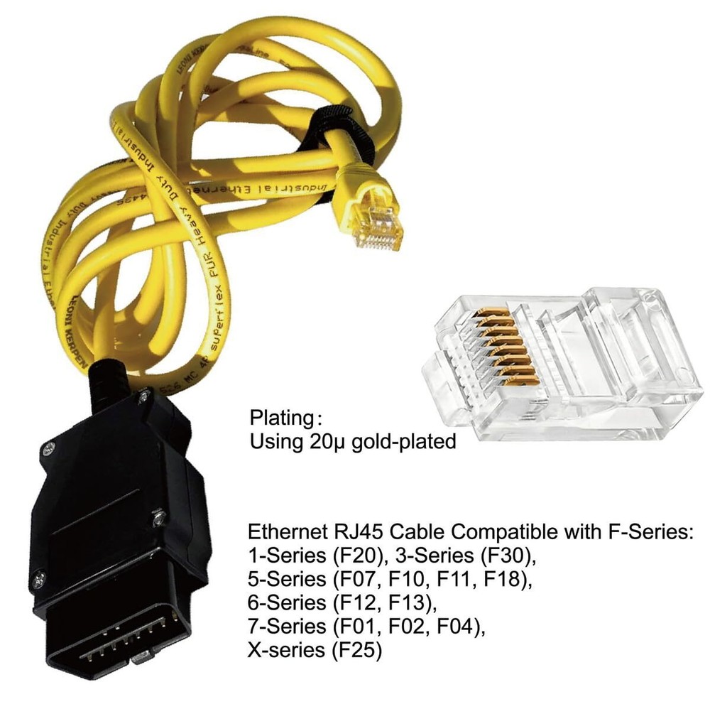 Connect Compatible Cable for ODB2 Ethernet ENET Rj45 OBD Interface Cable Codi...