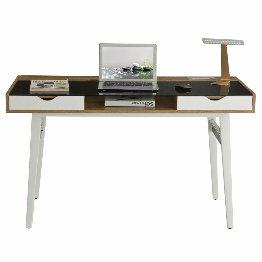 Techni Mobili Compact Computer Desk Workstation with Multi-compartment Storages
