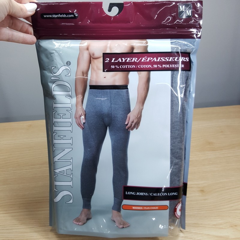 STANFIELDS Long Johns Mens Medium Grey 2 Layer Fitted Base Layer Pants