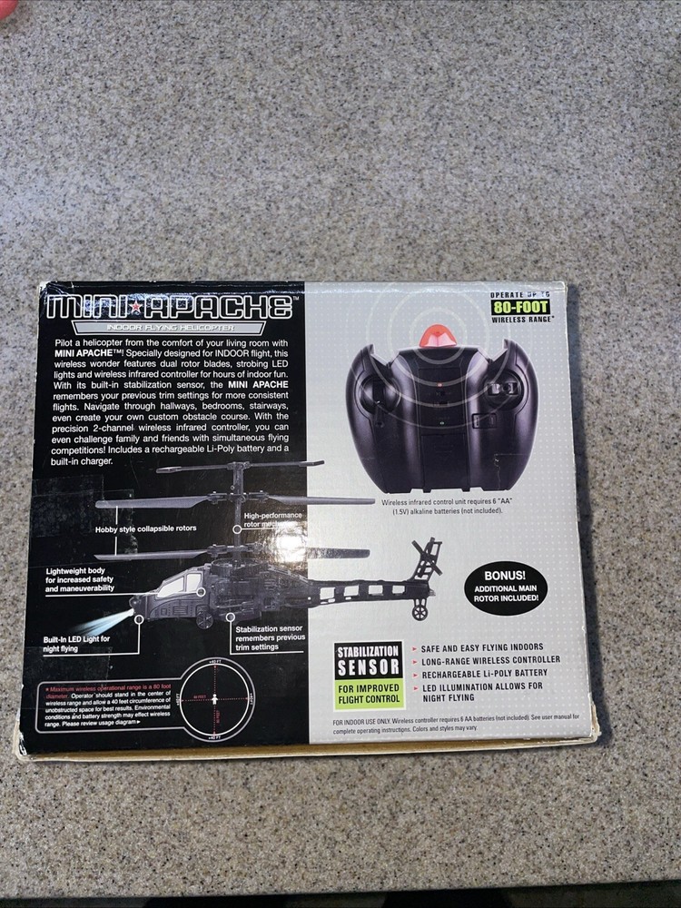 MINI APACHE Indoor Flying Helicopter Rooftop Brands New Open Box