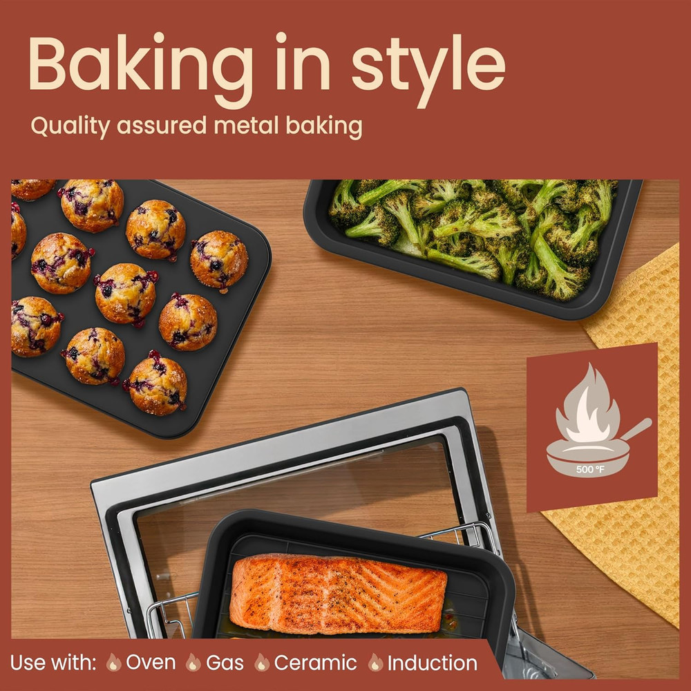 Bakken 4-Piece Bakeware Sets, Nonstick Carbon Steel Baking Sheet, Stackable Spac