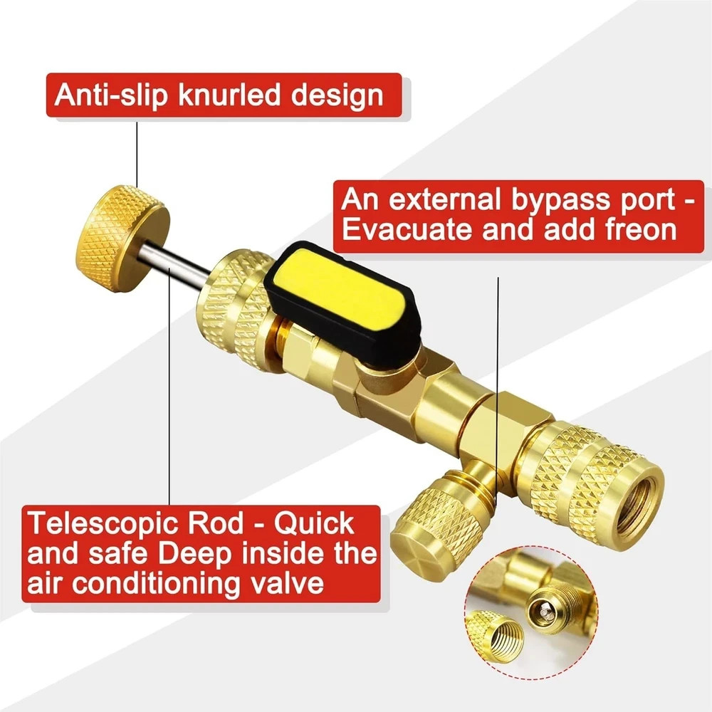 Removal Tool, Schrader Valve Tool, Mini Split Adapter SAE 1/4 & 5/16 -Pro