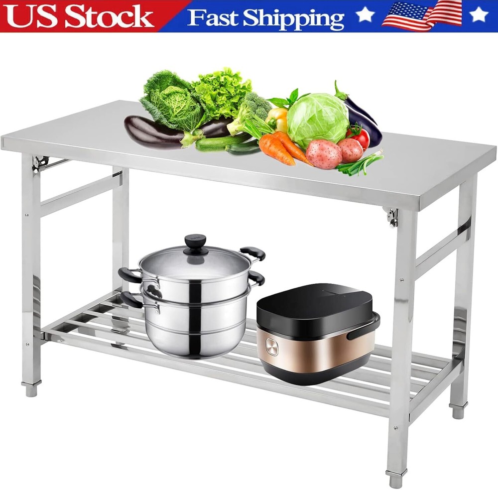 Stainless Steel 48"x24" NSF Kitchen Work Prep Table Folding Restaurant Worktable