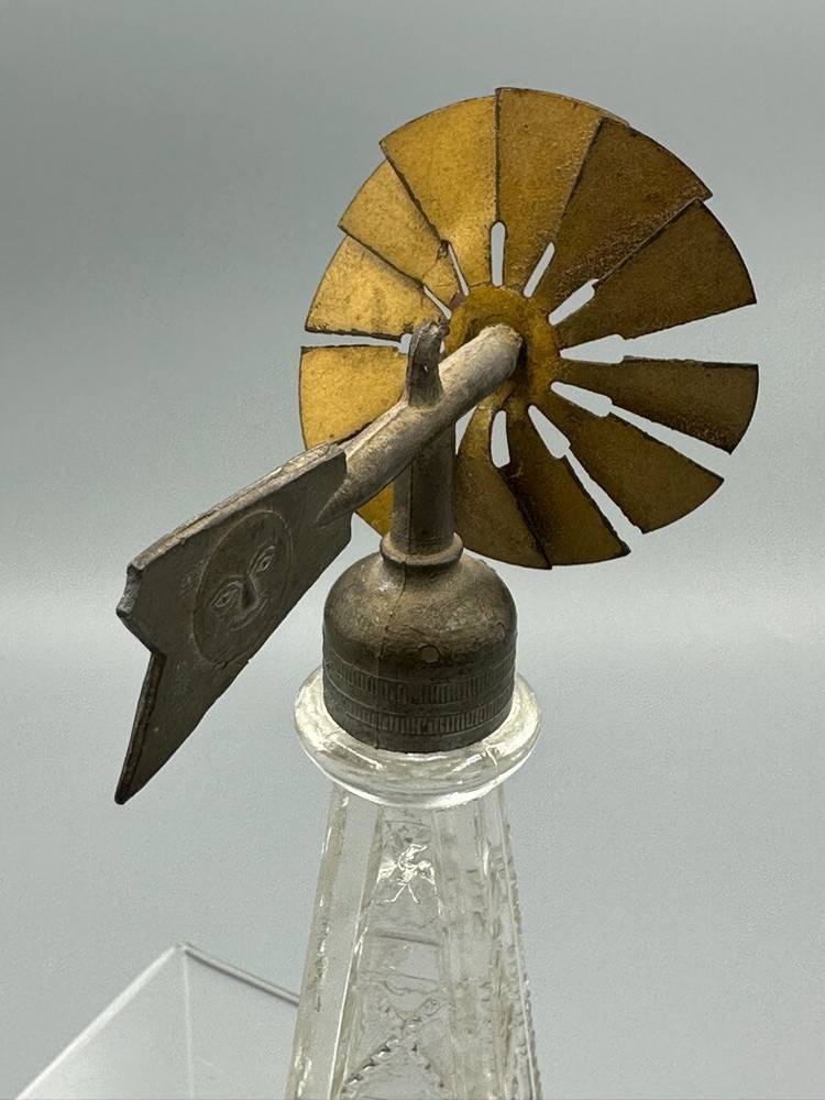 c 1915 WINDMILL Eagle Moon CANDY GUARANTEED Antique GLASS CONTAINER E&A 840