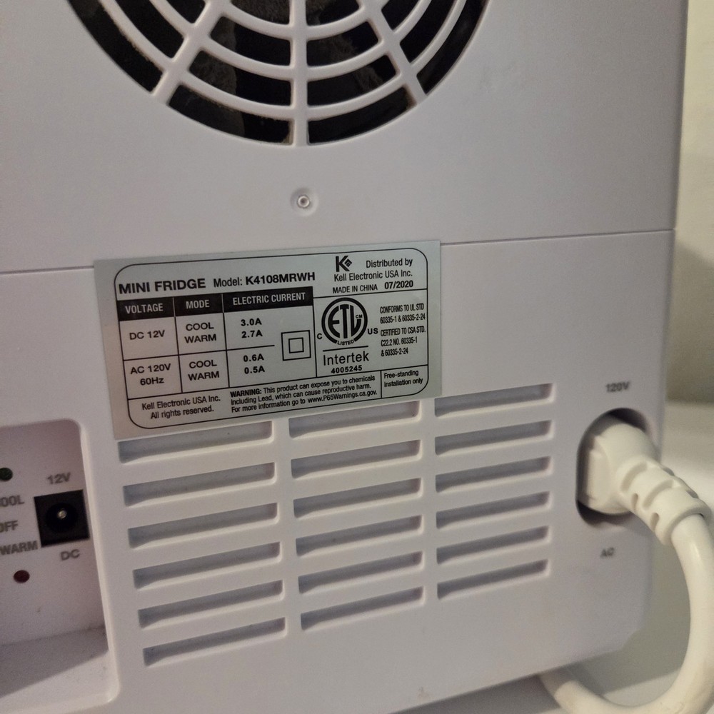 Kell Electronic USA Inc. Mini Fridge/Warmer, model K4108MRWH