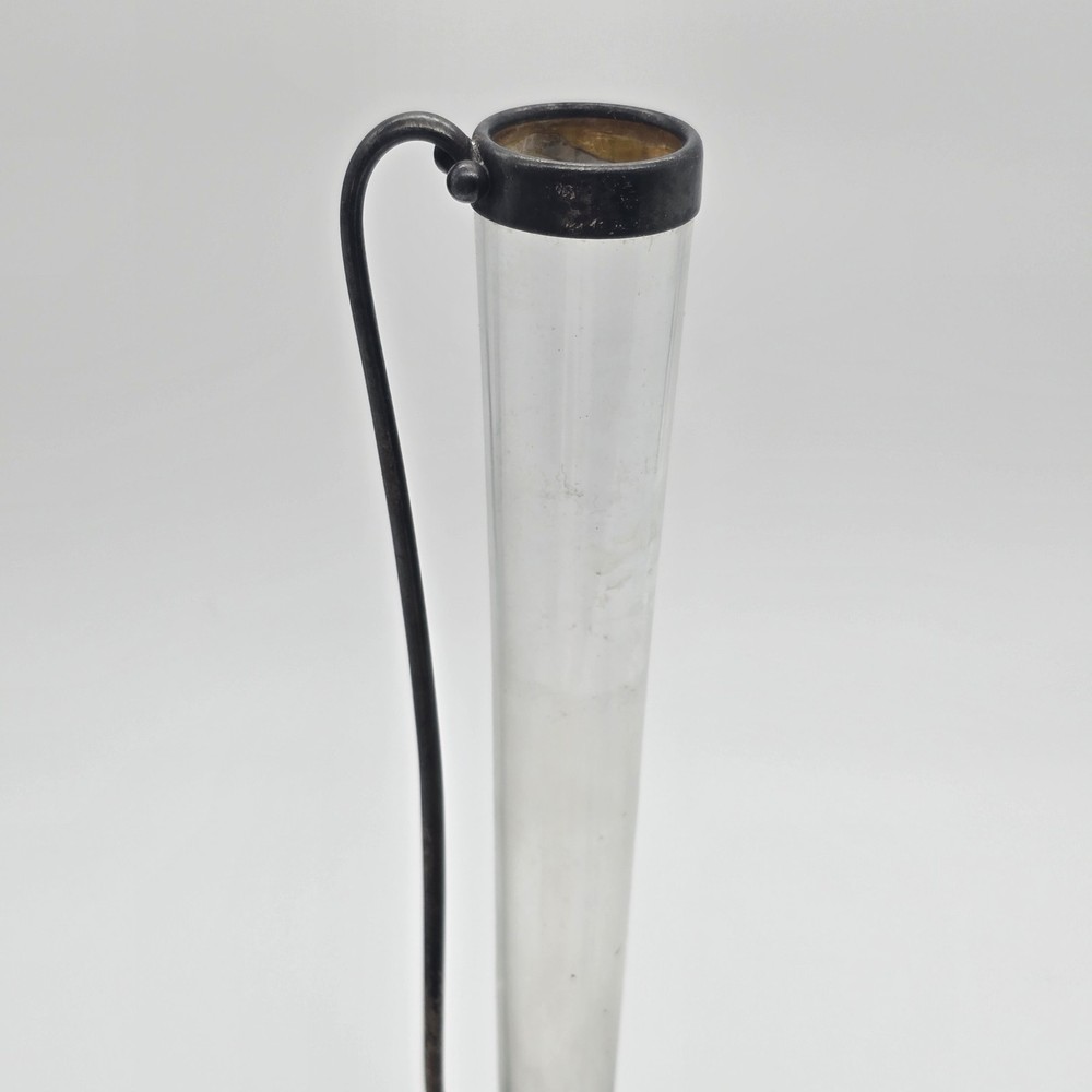 Sterling Silver Handle Bubble Glass Bud Vase 9.5"
