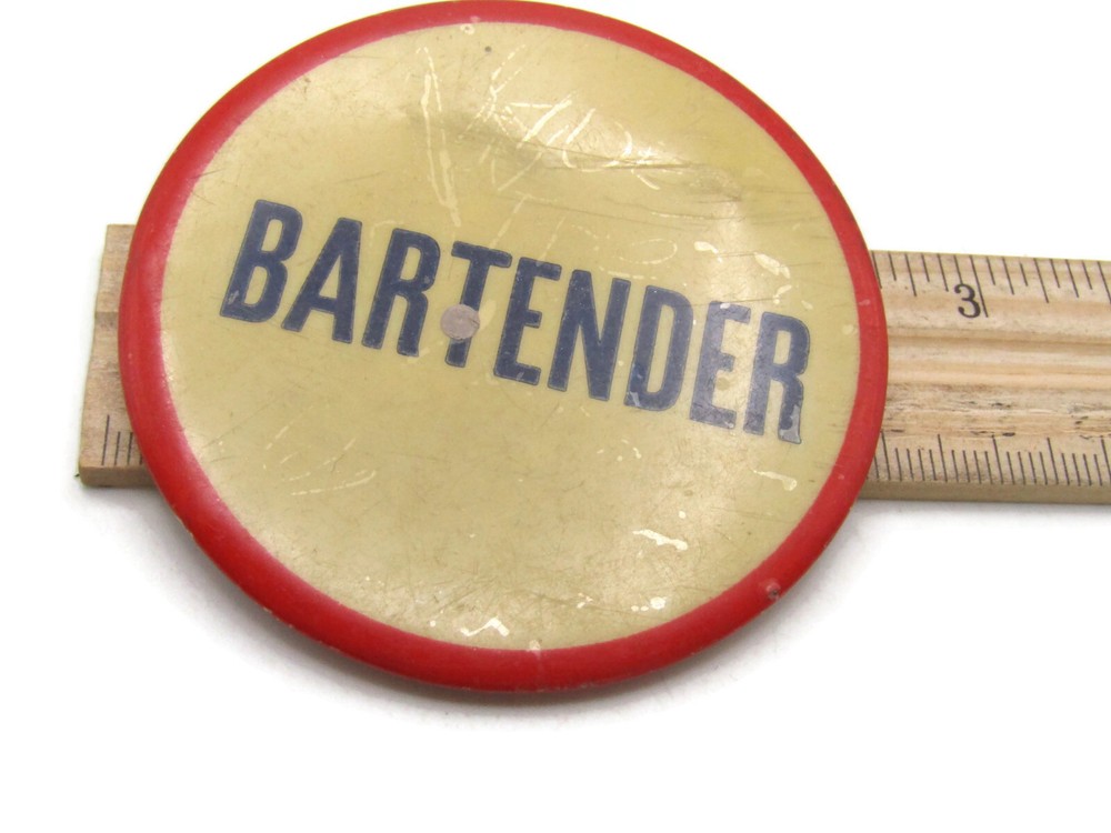Bartender Lettered Vintage Button