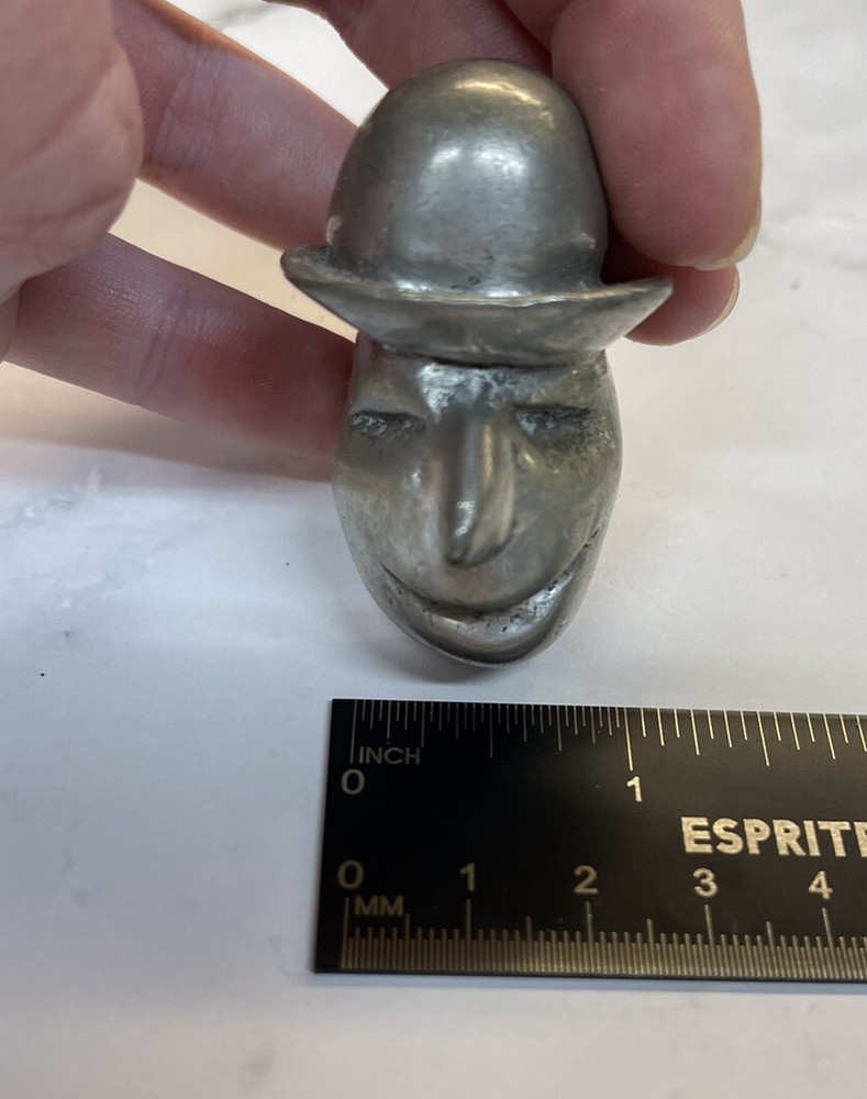 Original Pewter Roux Roux DOOR DRAWER PULL Hat Wearing Man Head