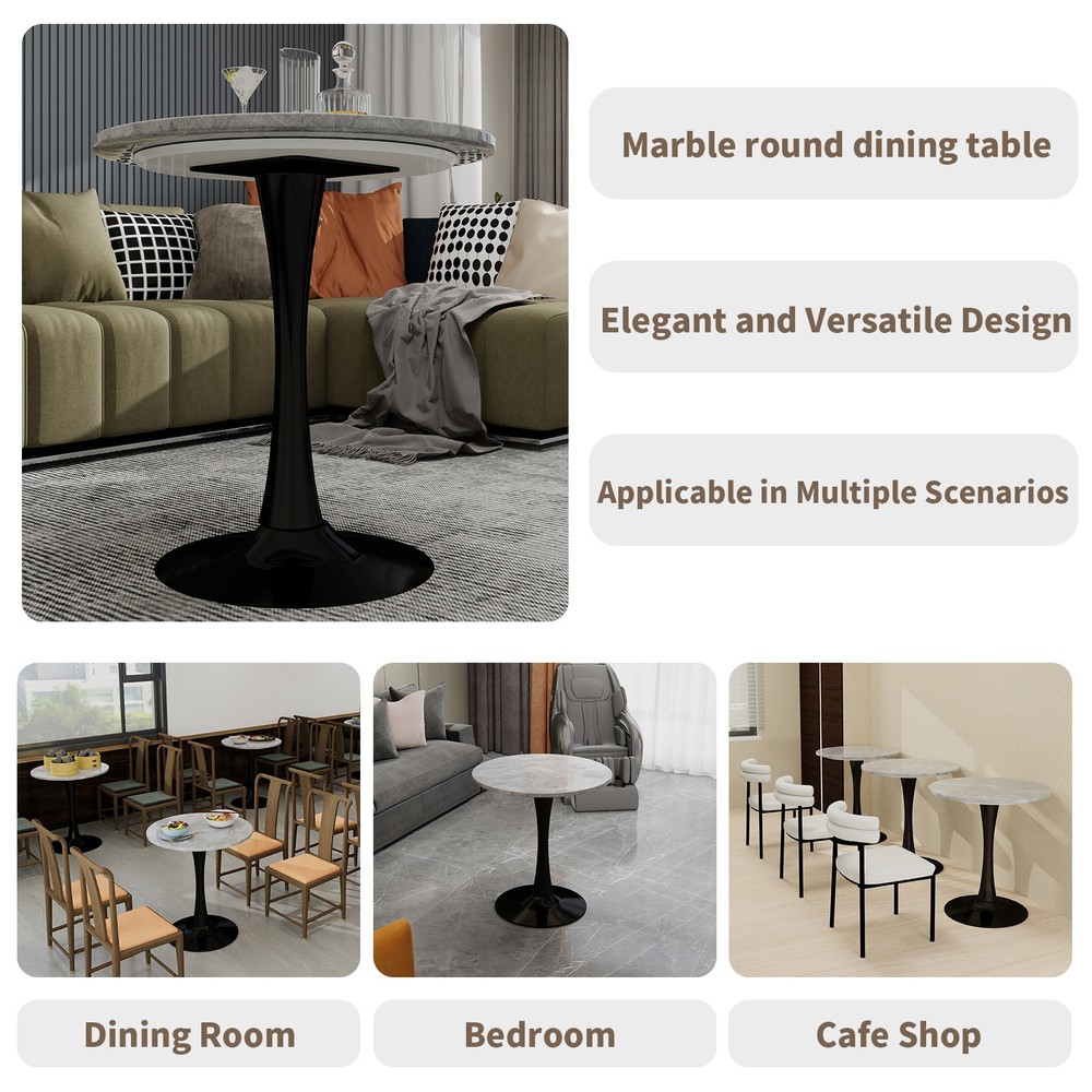 27.6-inch black coffee table, mid-century modern style dining table, accommoda