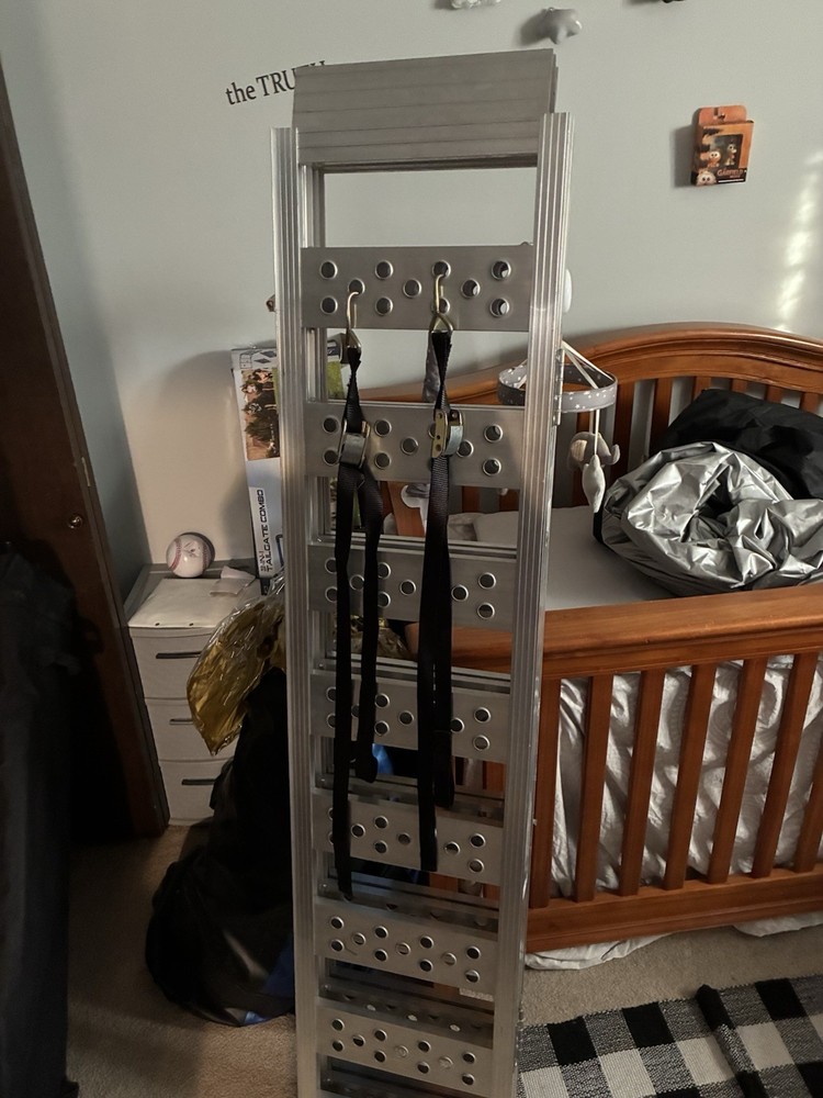 double tri-fold aluminum loading ramp portable with loading straps