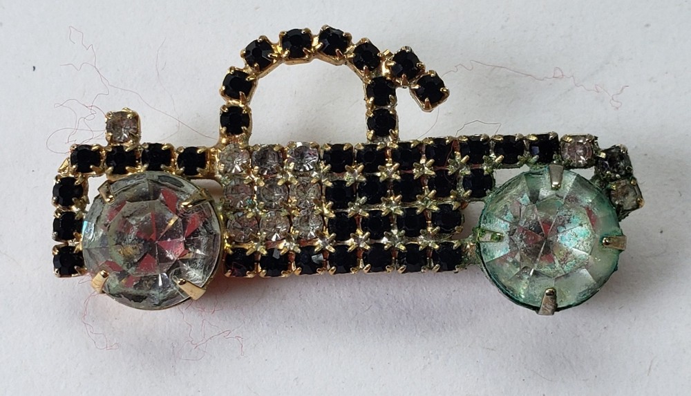 Rhinestone Covered Car Lapel Hat Pin Tie Tack 2"