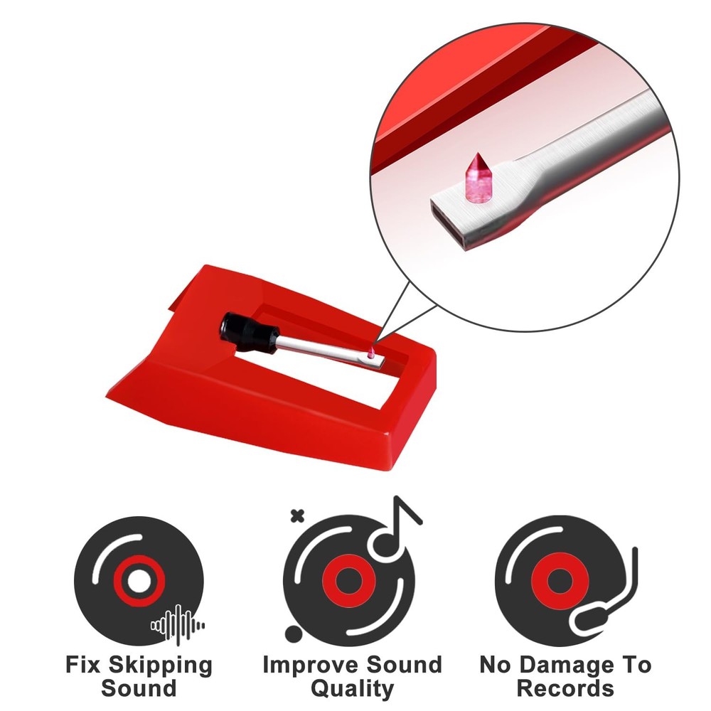 JUKFITA Record Player Needle, 4 Pack Ruby Turnable Stylus Replacement for...