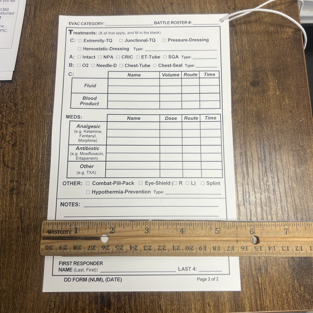 Tactical Combat Casualty Care Cards 10 Pack