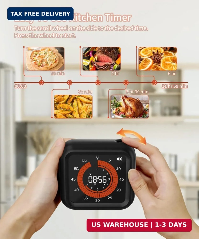 Digital Visual Timer - Large Display Magnetic Countdown Timer with Adjustable Vo