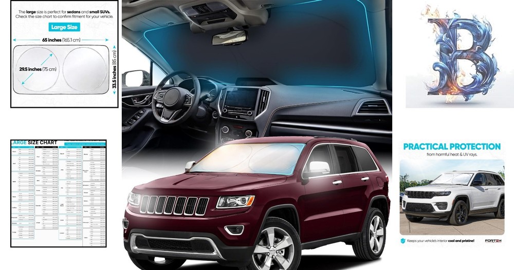 Protective Car Sun Shade, Grey Reflective Windshield Shield, Fits SUVs & Trucks