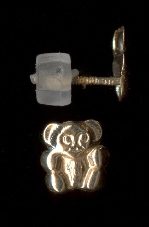 14K 6mm Fine Solid Yellow Gold Teddy Bear Panda Stud Earrings TP