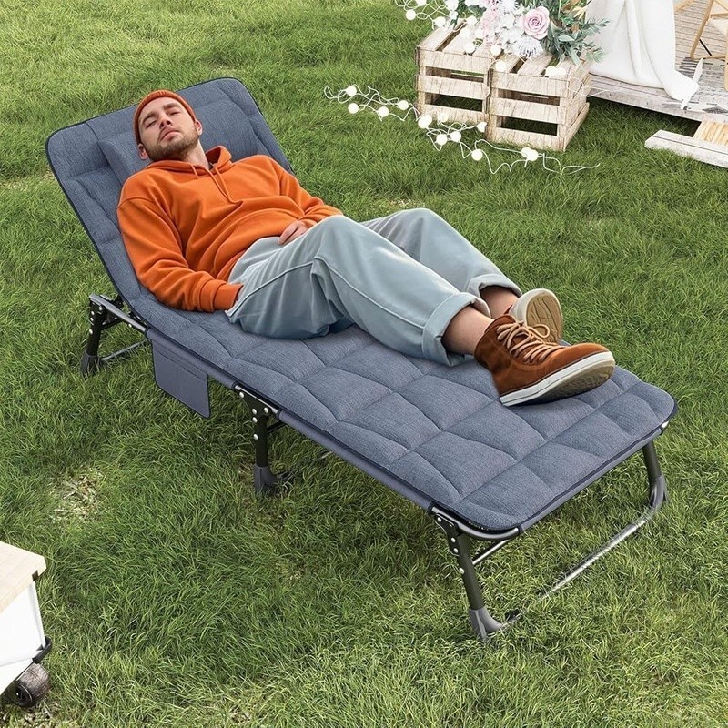 Adjustable Camping Cot 4 Position Recliner Portable Sleeping Bed Multi Use