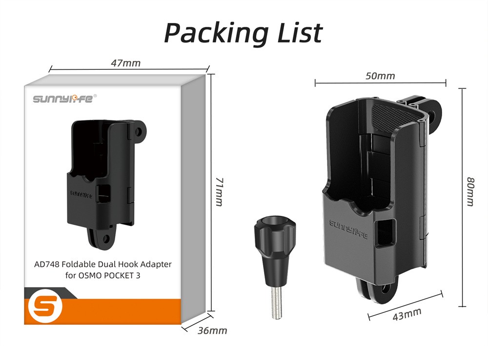 For DJI Pocket 3 Camera Adapter Foldable Expansion Protective Case Bracket