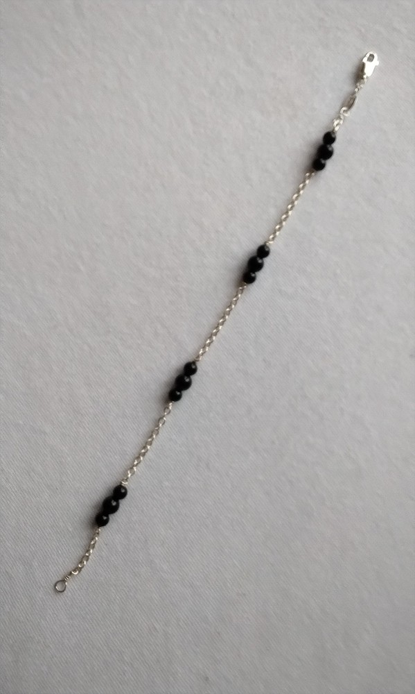 Sterling Silver and Black Bead Bracelet