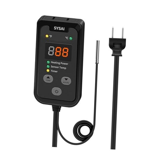 SYSAI Temperature Controller for Reptile Tank, Heat Mat, Seed Germination,