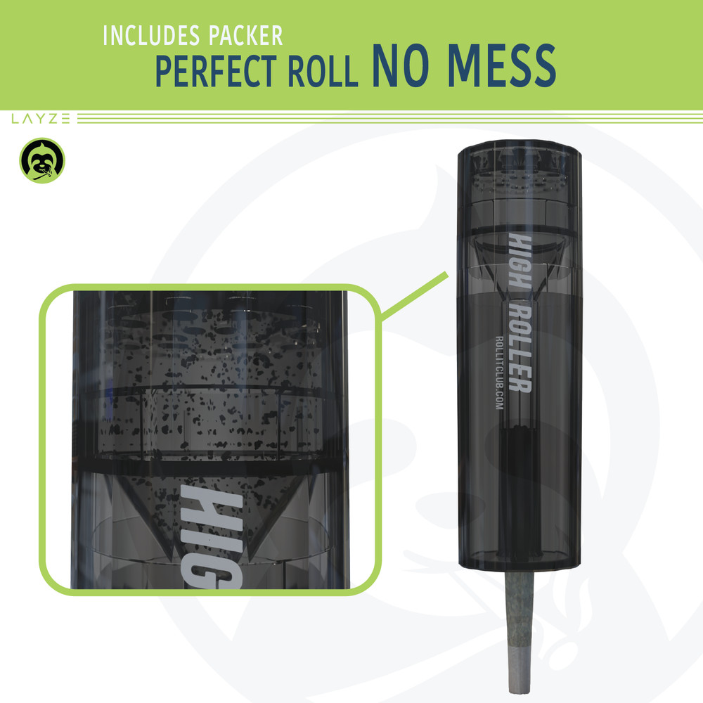 CLEAR HIGHROLLER Herb Grinder & Cone Loader | Portable Pre Roll Cone Filler | SM