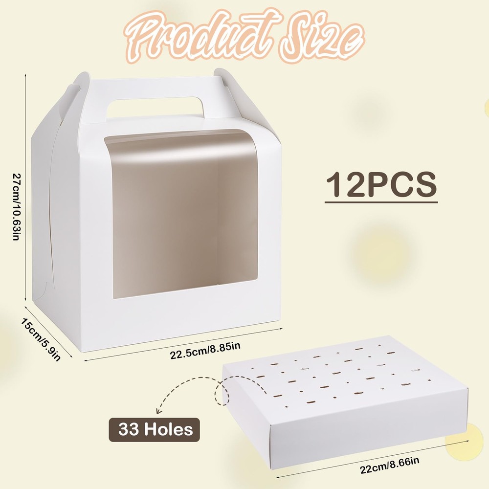 12 PCS Portable Cake Pop Holder Boxes White Candy Box Display Stand Gift