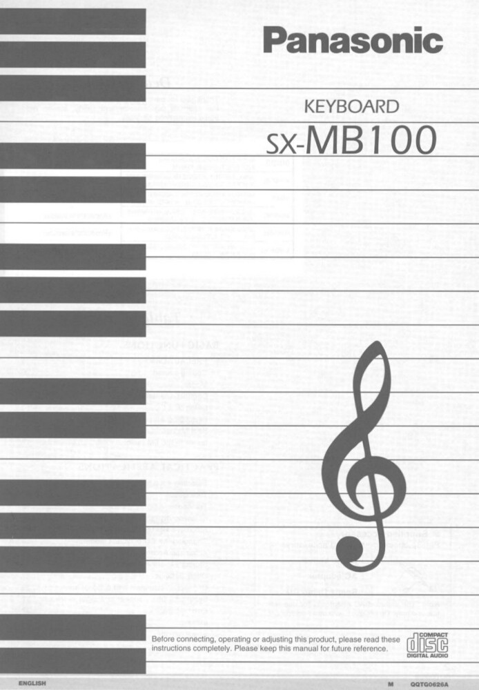 Panasonic SX-MB100 Keyboard Owners Instruction Manual
