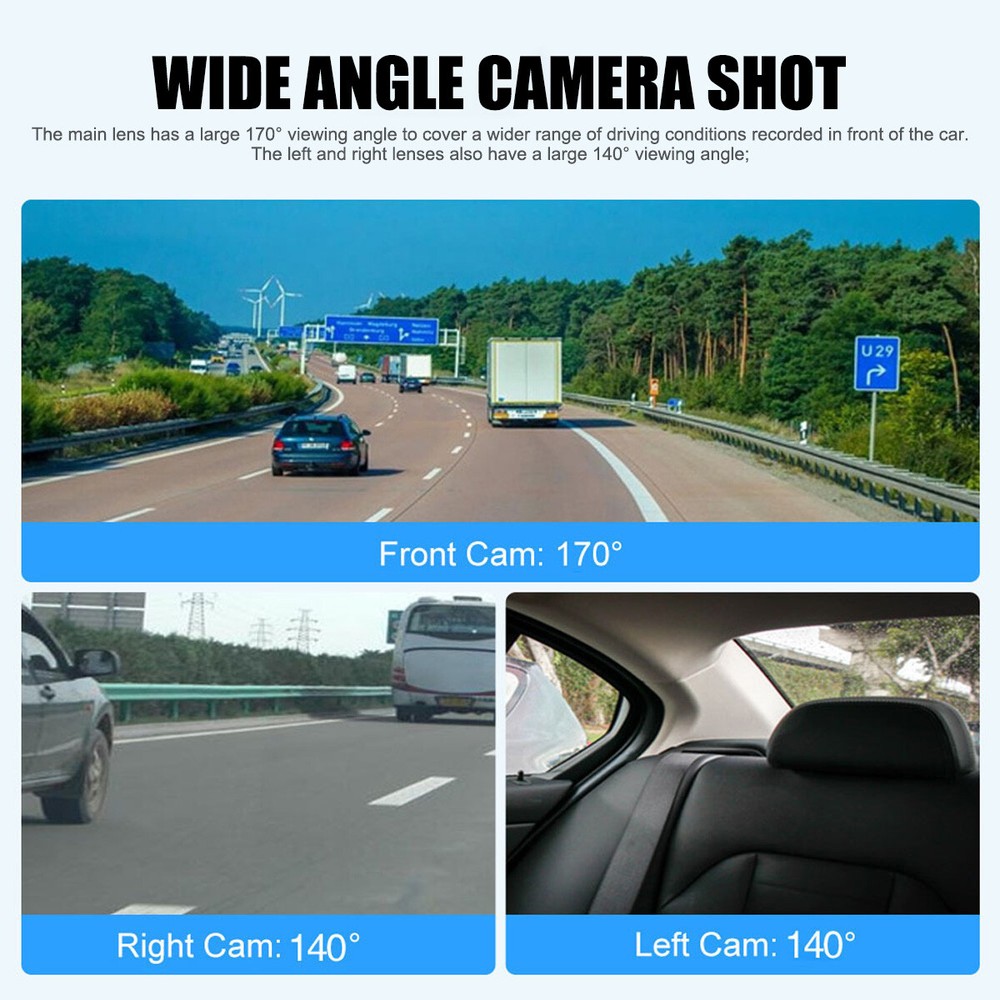 360 Degree View 4 Channel Dash Cam Front and Rear Inside Left Right, Dash Camera