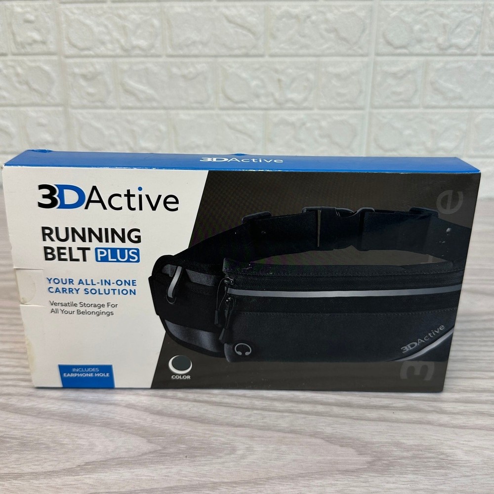 3DActive Running Belt Plus Waist Pack Adjustable Reflective Strips Earphone Hole