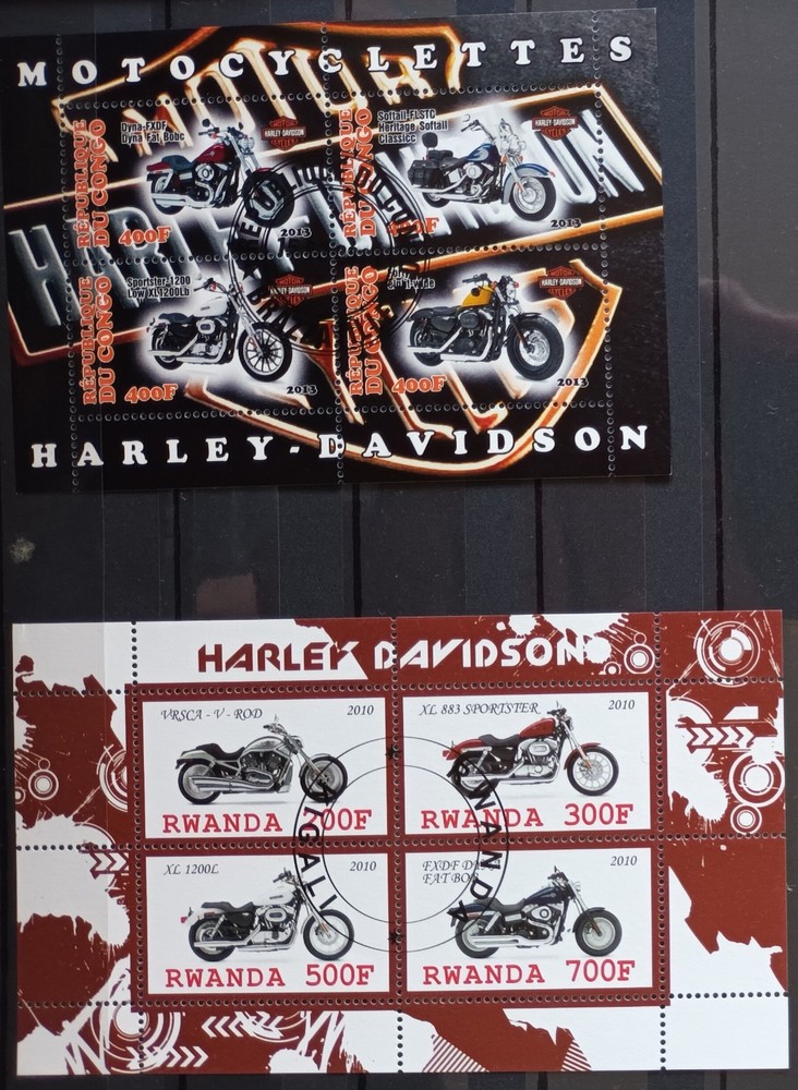 HARLEY - DAVIDSON MOTORCYCLE. MOTORING. 2 BLOCK . 8 STAMP.  №92
