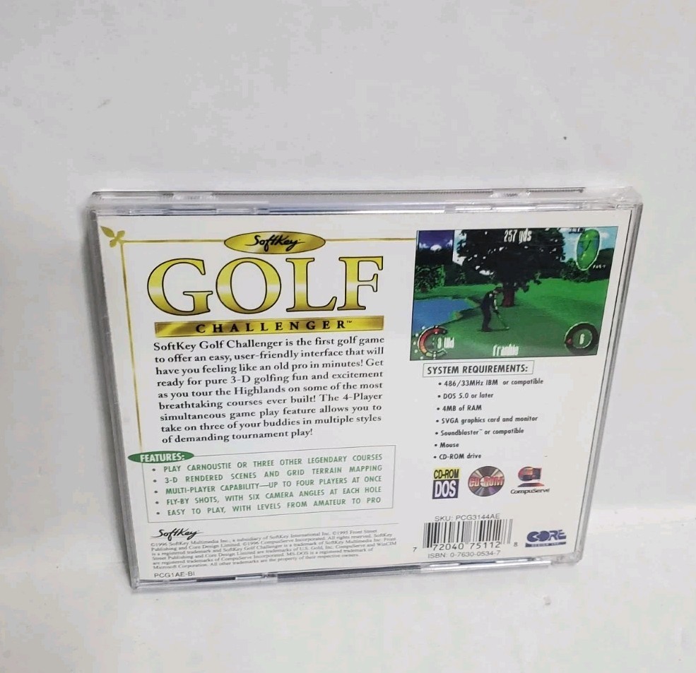 GOLF Simulator 3D CHALLENGER CD-ROM Dos 5.0 PC GAME 1996 SOFTKEY CORE