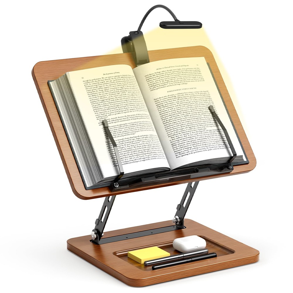Book Stand for Reading with Light, Book Holders for Reading Hands , Adjustabl...