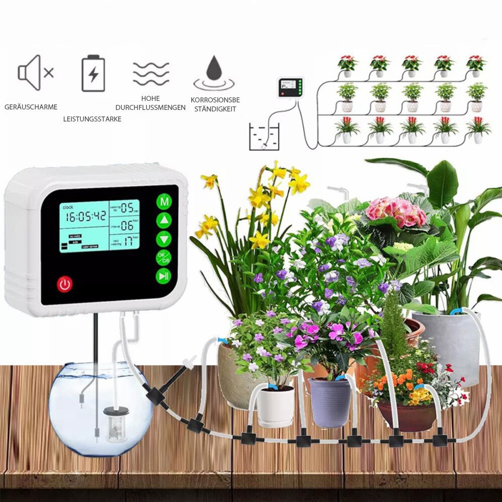 Programmable Automatic Plant Flower Pots Watering Irrigation System 15Drippers