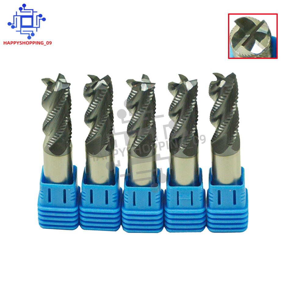 5Pcs 4 Flute 1/2"x1-1/4"x3" Solid Carbide Roughing End Mills - ALCrSiN Coated