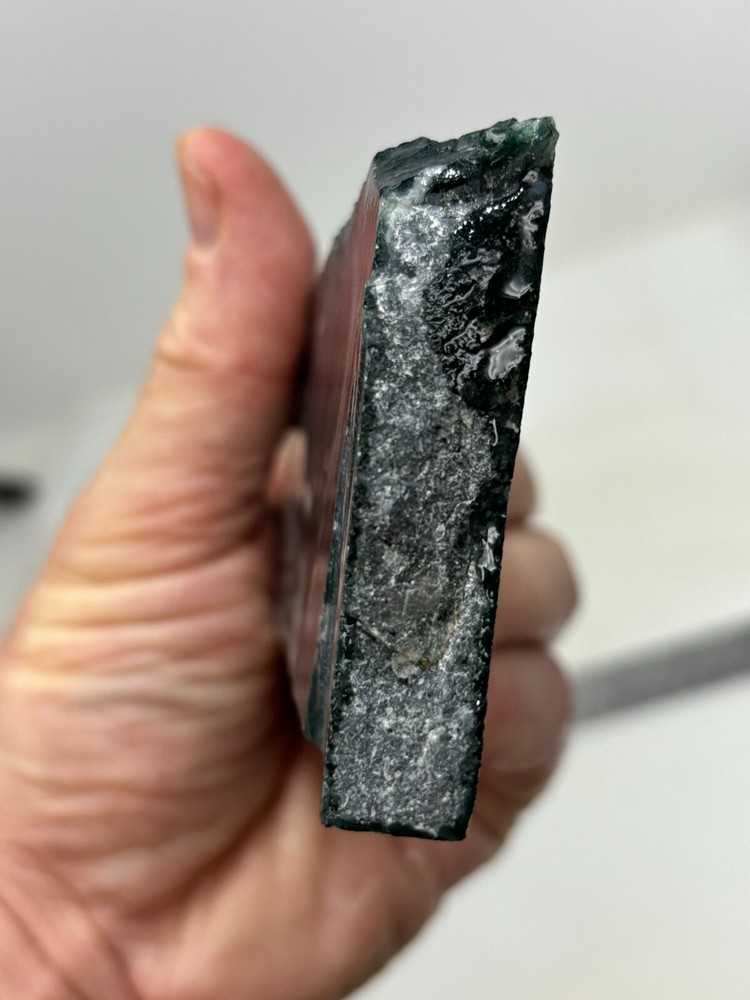 Semi-translucent Moss Agate Slab Cabbing Lapidary Carving Combo Ship Avail