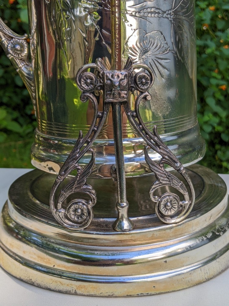 Empire Silverplate Co Repousse Etched Victorian Tilting Water/Coffee/Tea Pitcher