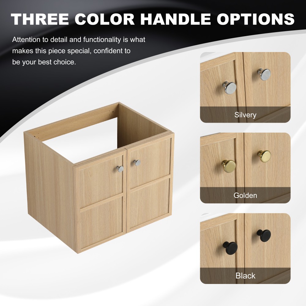 Wall-mounted Bathroom Vanity Double-Cushioned Soft-Close Doors Oak Wood