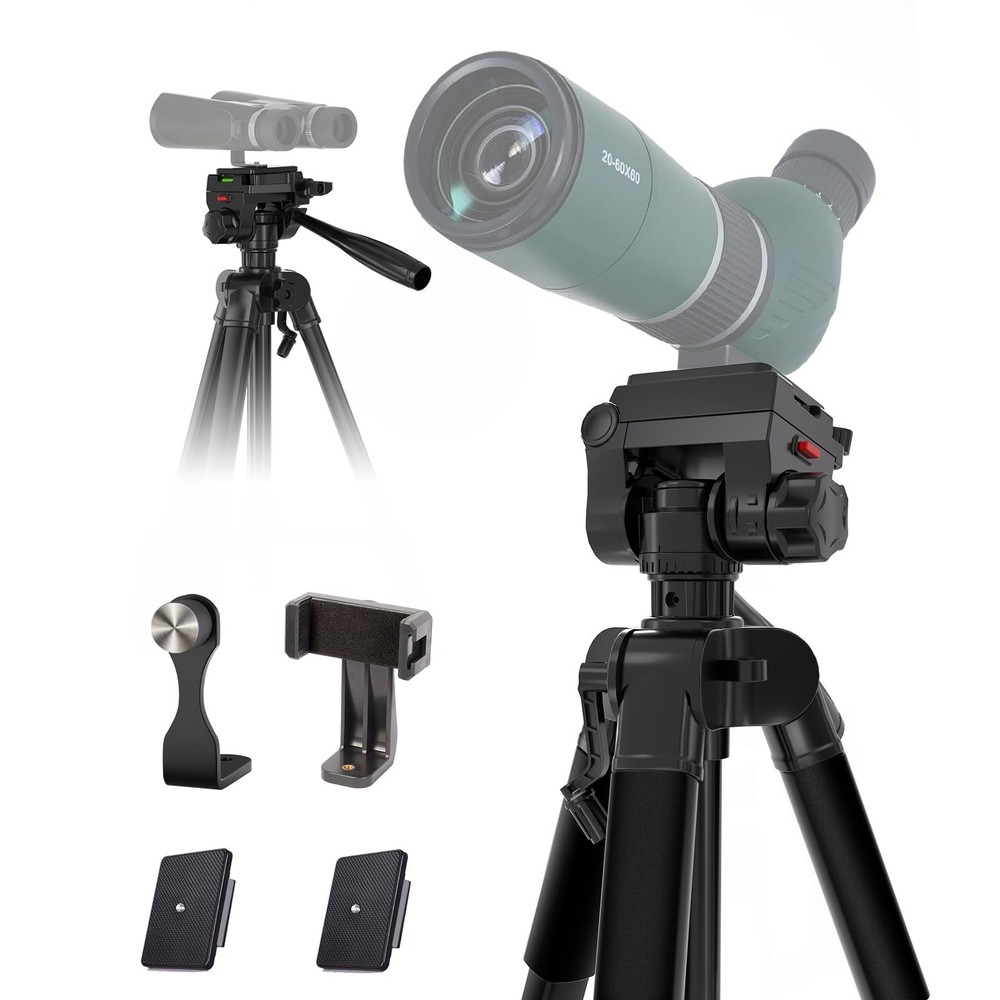 69” Tripod for Spotting Scopes, Binocular & Camera, Includes Binocular Ada