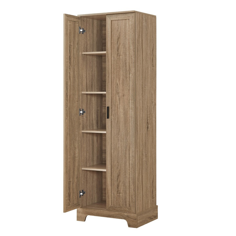 71" Tall Storage Cabinet for Barthroom/Office, 2 Doors, adjustable, MDF, Brown