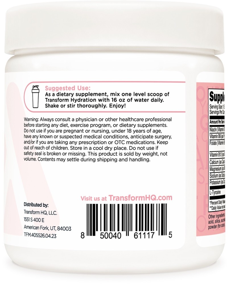 TransformHQ Hydration 42 Servings (Cotton Candy) - Electrolyte Drink Mix