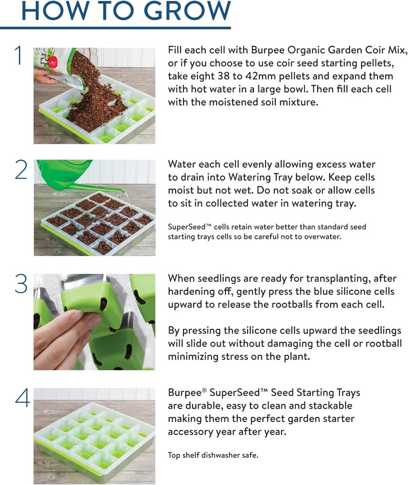 SuperSeed Windowsill Seed Starting Tray | 8 XL Cell | Seed Starter Tray