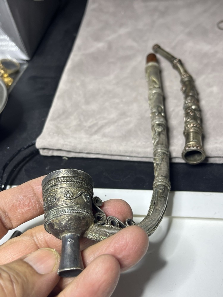 Antique Flegree Silver Pipe 1900s