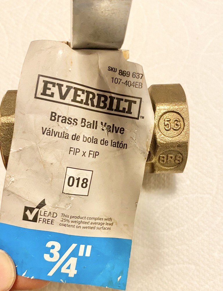 EVERBILT 3/4" BRASS BALL VALVE