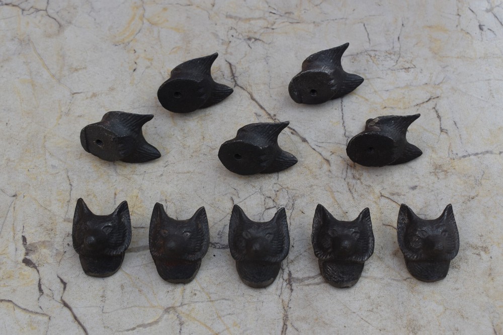 10pcs Vintage Cast Iron fox Shape Door Knobs Drawer Cabinet Handles Knobs Pulls