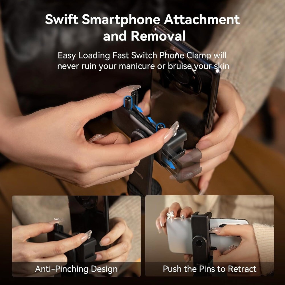 SMALLRIG Universal Phone Holder Easy Loading Fast Switch Phone Clamp Supports