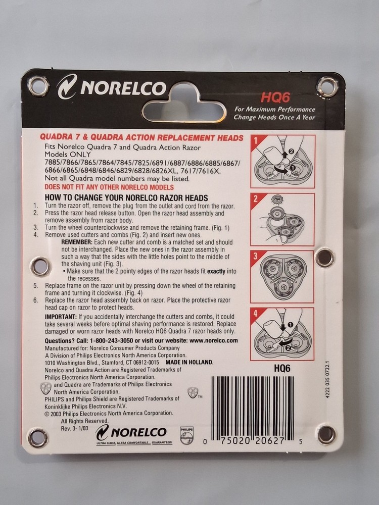 Norelco Micro Action Plus HQ4 Plus Replacement Heads