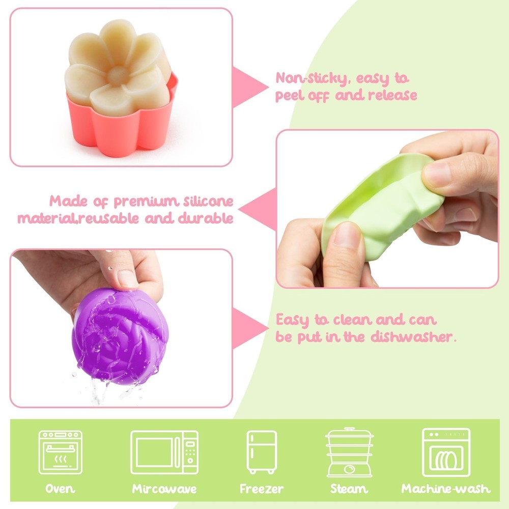 42Pcs Flower Design Silicone Molds, Mini Cupcake Liners for Baking Cakes Donuts