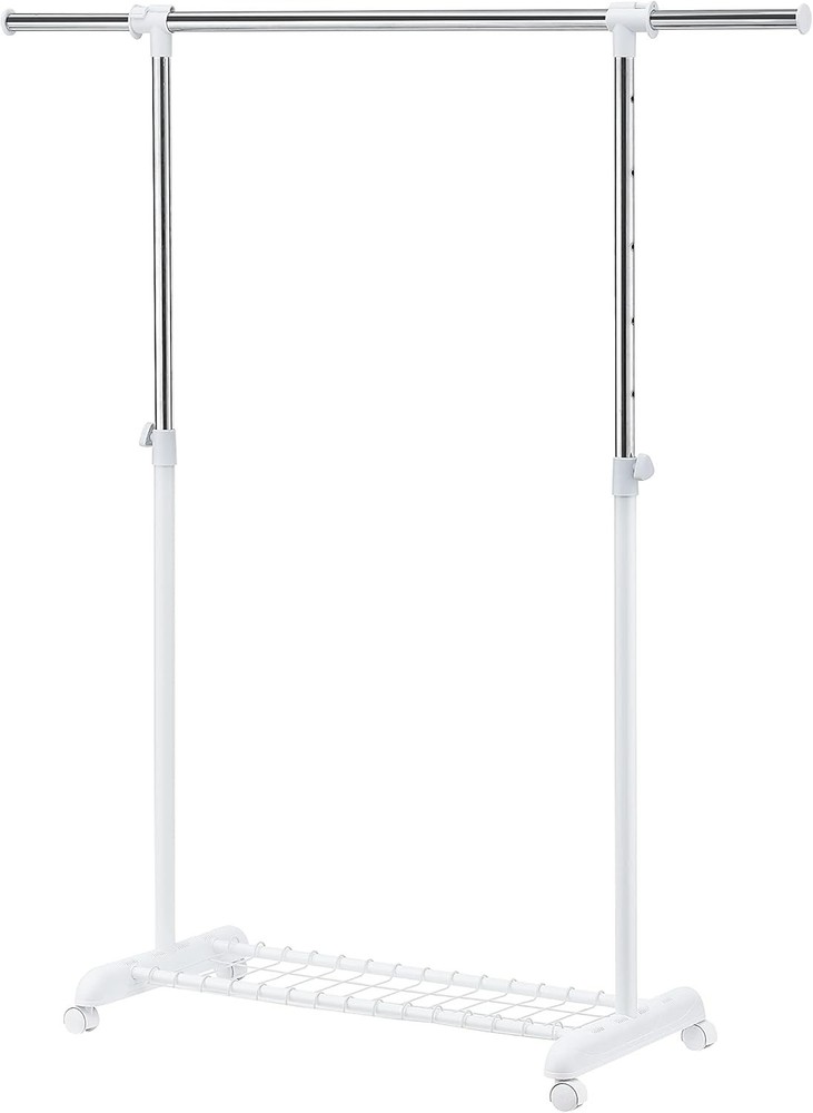 Space-Saving Heavy Duty Clothing Rack with Wire Shelf - Easy Assembly & Mobility